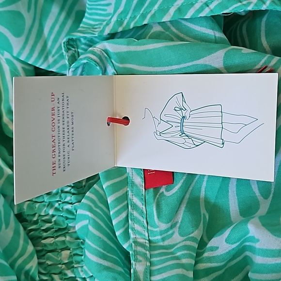 Lindsay Phillips green whispy print swim cover up-S/M - Picture 7 of 10